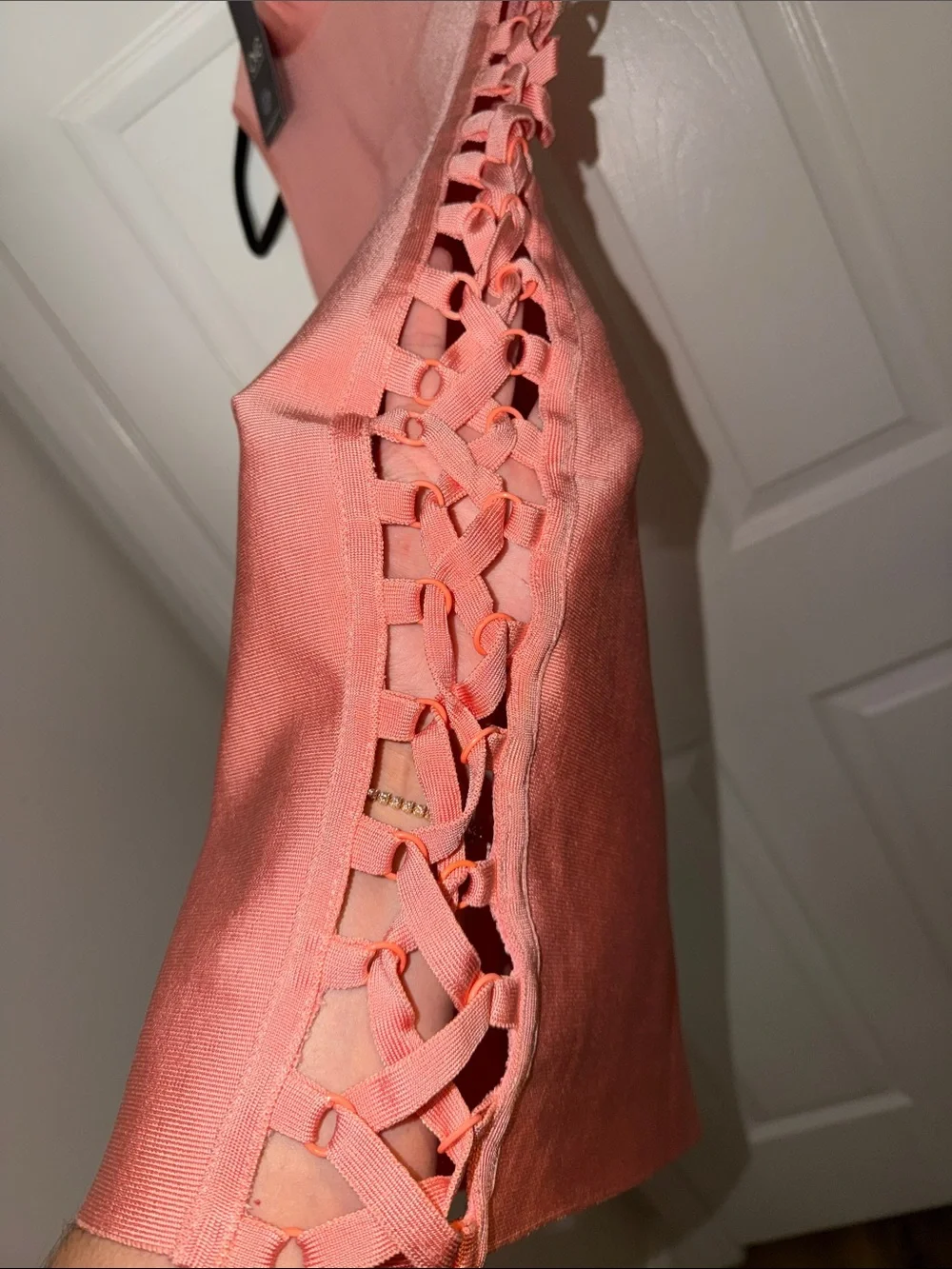 Sleeveless Pink Lace-Up Side Detail Bodycon Dress